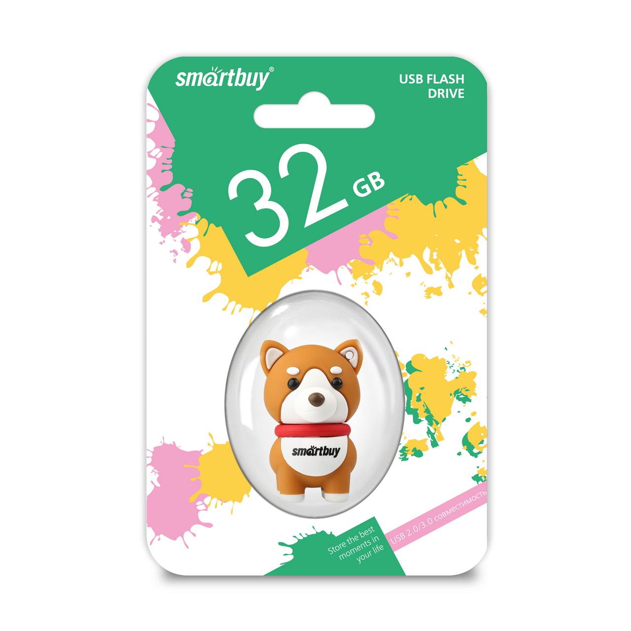 USB флэш-накопитель smartbuy 32Gb Wild Series "Собака", USB 2.0, пластик, серый