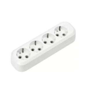 Колодка Smartbuy SBE-16-4-00-Z, 4гнезда,16A, 3.5кВт, с  заземлением, белая