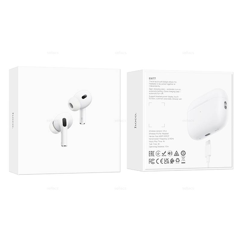 Гарнитура беспроводная hoco EW77, Bluetooth, вакуумн., белая