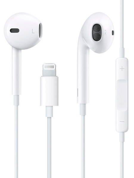 Гарнитура проводная Apple EarPods A1748 (AAA), Apple 8 pin, вставн., белый