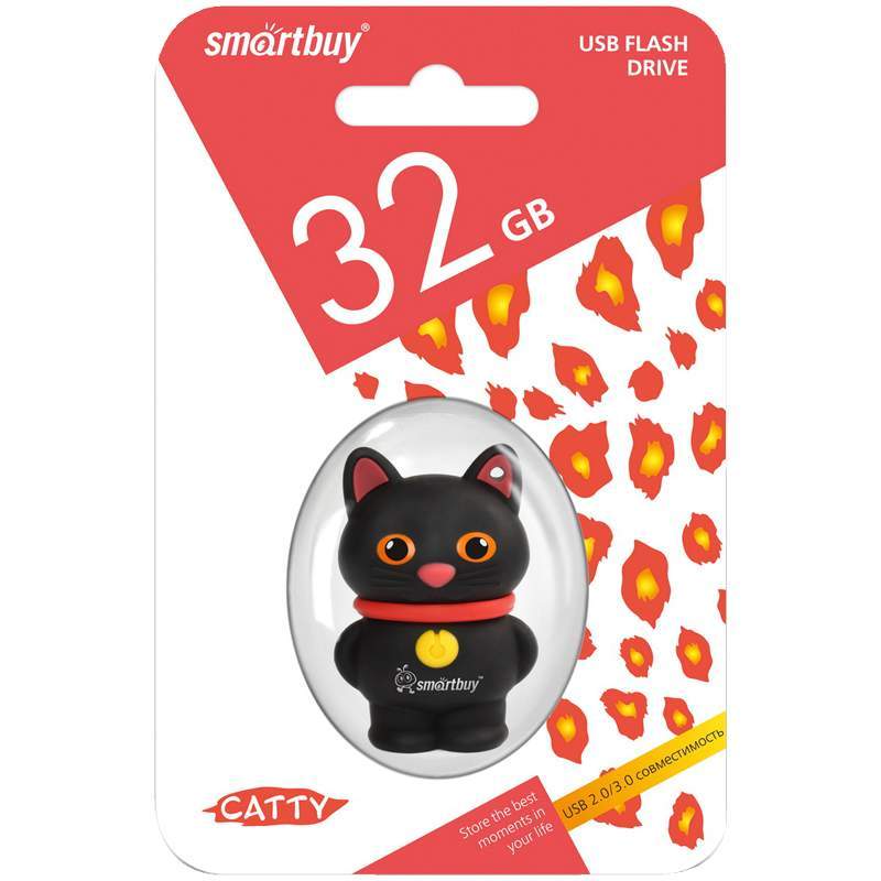 USB флэш-накопитель smartbuy 32Gb Wild Series "Котенок", USB 2.0, пластик, черный