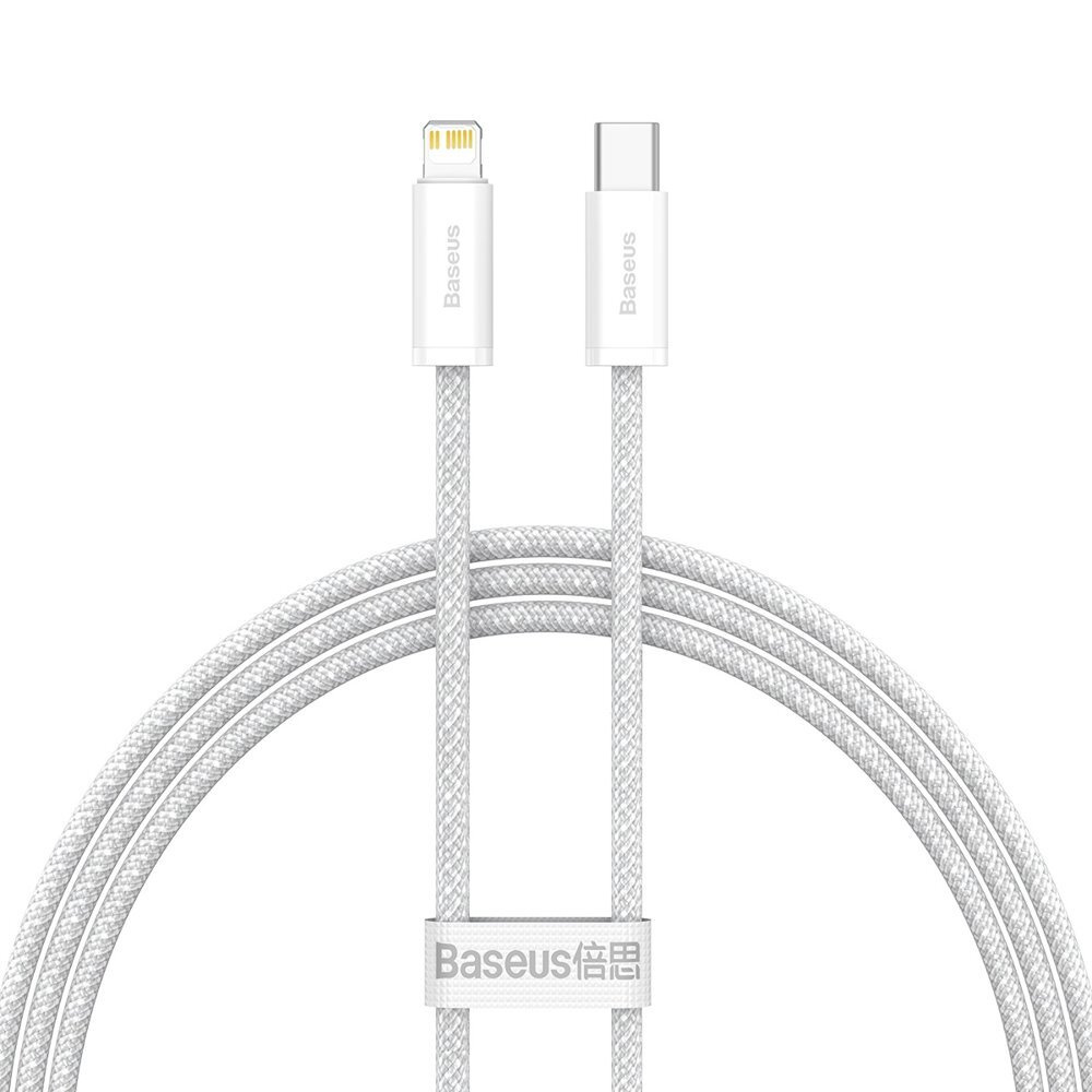 USB-кабель Baseus CALD000002, Type-C/Apple 8 pin, ткань, 1.0 м, круглый, белый