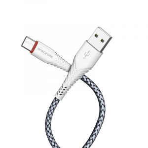 USB-кабель BOROFONE BX25, Type-C, ткань, 1.0 м, круглый, армированный, белый