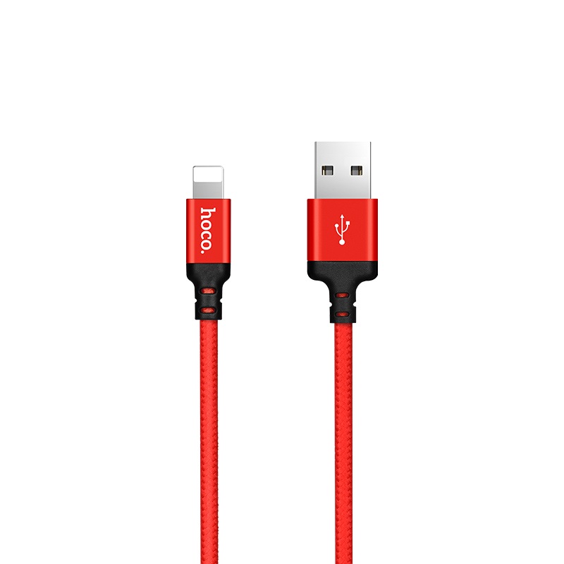 USB-кабель hoco X14, Apple 8 pin, ткань, 1.0 м, круглый, красный