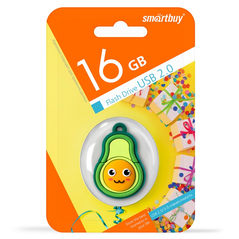 USB флэш-накопитель smartbuy 16Gb Wild Series "Авокадо", USB 2.0, пластик, зеленый