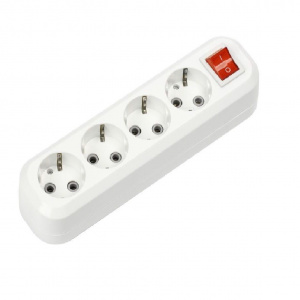 Колодка Smartbuy SBE-16-4-00-ZS, 4гнезда,16A, 3.5кВт, с выключателем и заземлением, белая