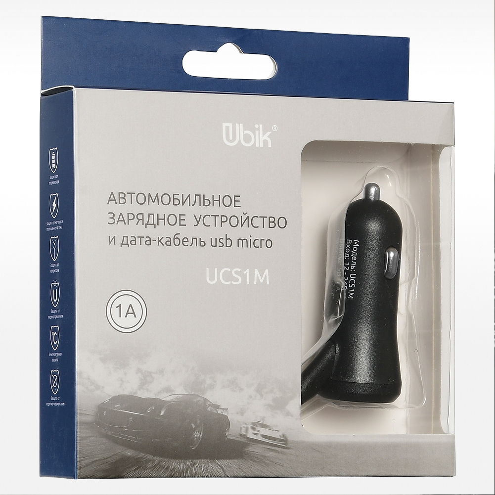 АЗУ Ubik UCS1M, micro USB, 1.0А, 5V, 1.0 м, черный