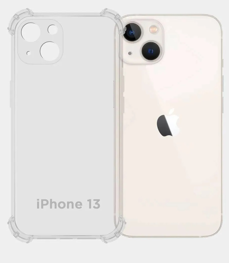 Накладка iPhone 13 силикон/усиленные углы/прозрачная, бесцветная