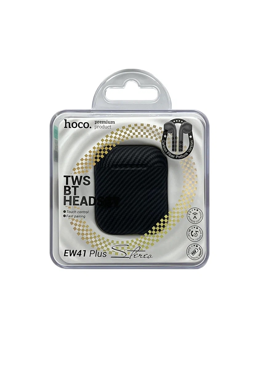 Гарнитура беспроводная hoco EW41 Plus, Bluetooth, вставн., черная