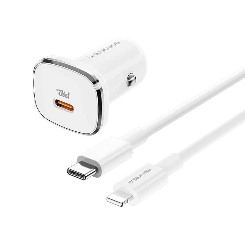 АЗУ 2в1 BOROFONE BZ14A, Apple 8 pin/Type-C, 3.0A, 2 USB, 5V, 1.0 м, белый