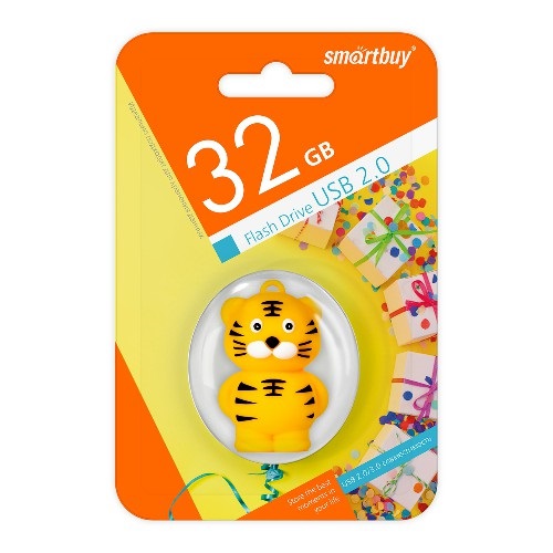 USB флэш-накопитель smartbuy 32Gb Wild Series "Тигр", USB 2.0, пластик, желтый