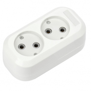 Колодка Smartbuy SBE-10-2-00-N, 2гнезда, 10A, 2.2кВт, без заземления, белая
