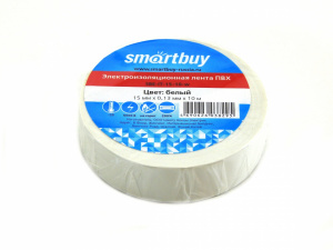 Изолента smartbuy SBE-IT-15-10-w, 0.13*15мм, 10 метров, белая