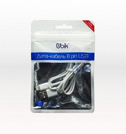 USB-кабель Ubik UL12, Apple 8 pin, силикон, 1.0 м, круглый, белый