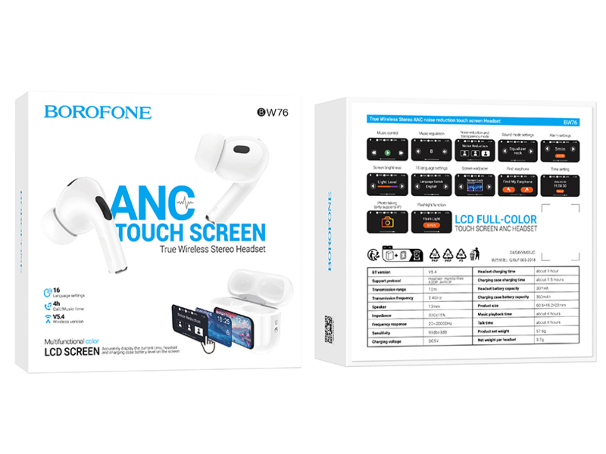 Гарнитура беспроводная BOROFONE BW76, Bluetooth, вставн., белая
