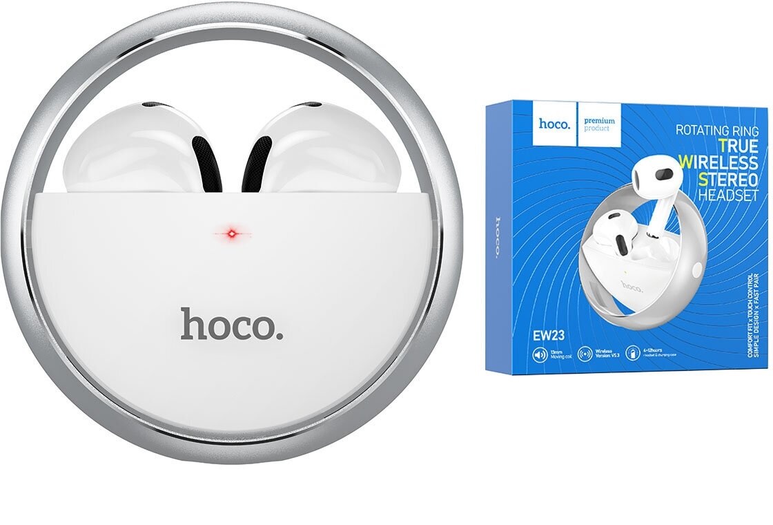 Гарнитура беспроводная hoco EW23, Bluetooth, вставн., серебристая