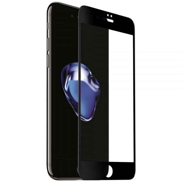 Защитное стекло 6D (А) для Apple iPhone 7+/8+, полн. прокл., 1 стор., 0.3 мм, прозрачн., черное