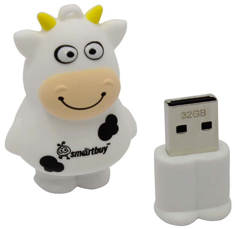 USB флэш-накопитель smartbuy 32Gb Wild Series "Белый бык", USB 2.0, пластик, белый