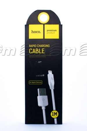 USB-кабель hoco X1, Apple 8 pin, пластик, 1.0 м, круглый, белый