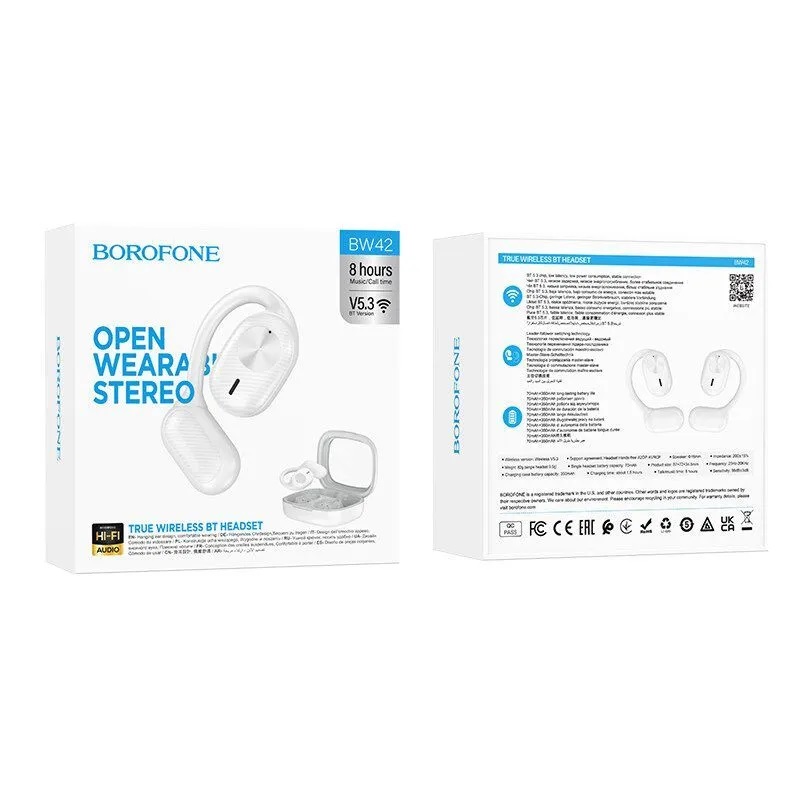 Гарнитура беспроводная BOROFONE BW42, Bluetooth, вставн., белая