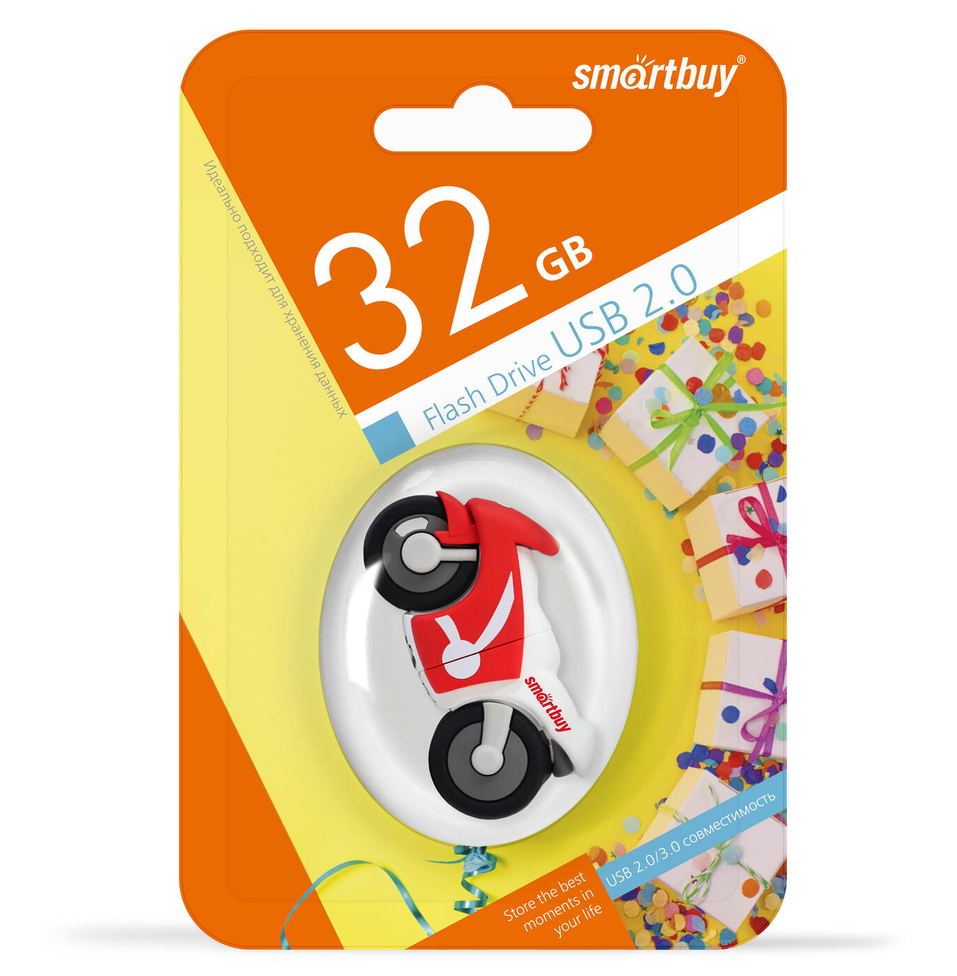 USB флэш-накопитель smartbuy 32Gb Wild Series "Байк", USB 2.0, пластик, разноцветный