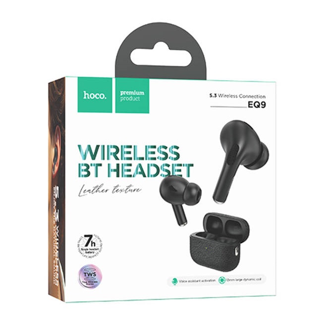 Гарнитура беспроводная hoco EQ9, Bluetooth, вакуумн., черная