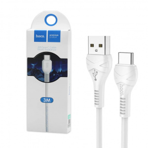 USB-кабель hoco X20, Type-C, пластик, 3.0 м, круглый, черный